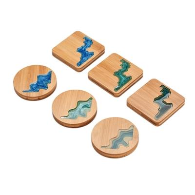 China Newest Sustainable Design Bamboo Resin Craft Cup Mat, Eco-friendly 100% Natural Wooden Bamboo Coaster Cup Mat for sale