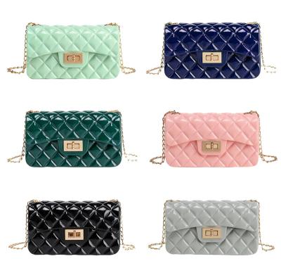 China 2021 New Fashion Candy Jelly Handbag Cross - Body Jelly Handbags With Chain For Girl Women for sale