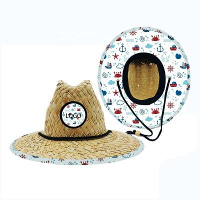 China 2022 Summer New Arrival Eco-Friendly Design Sombreros Girls Children Outdoor Lifeguard Straw Beach Hat for sale