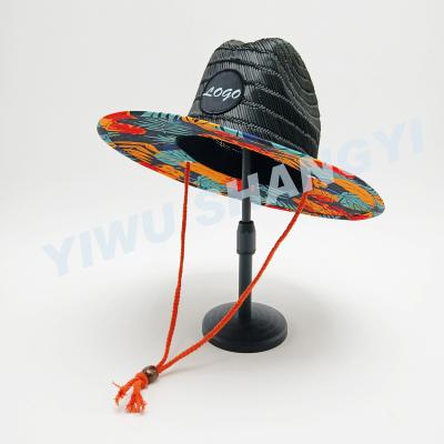 China Hand Made Baby Kids Summer Beach Sun Shade Eco-Friendly Lifeguard Black Straw Hat for sale