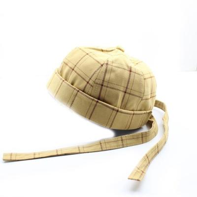 China Fashion JOINT Girl's Checked Brimless Baseball Cap With Long Strap for sale