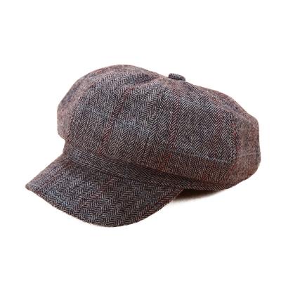 China Fashion Items Supplies JOINT Tartan Bakerboy Hat Felt Winter Newsboy Hat Wool Wool For Women for sale