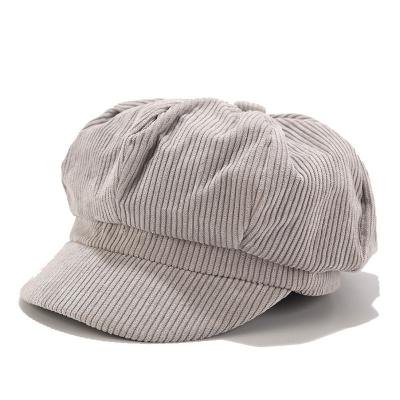 China Baker COMMON Boy Cap Gray Fashion Women Custom Newsboy Fashion Girl Corduroy for sale