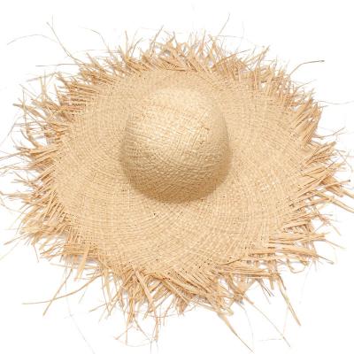 China Outdoor Eco - Friendly Raffia Wide Brim Women Unedged Sun Protection Straw Hat for sale