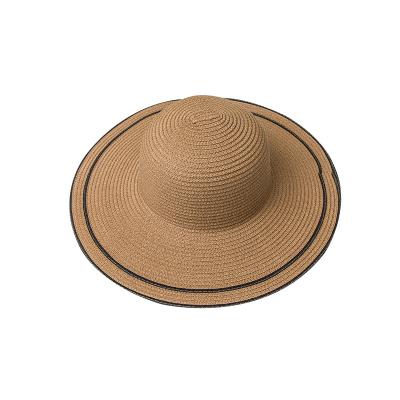 China Cheap High Quality Customized Eco - Friendly Sunshade Women 's Striped Soft Straw Hat for sale