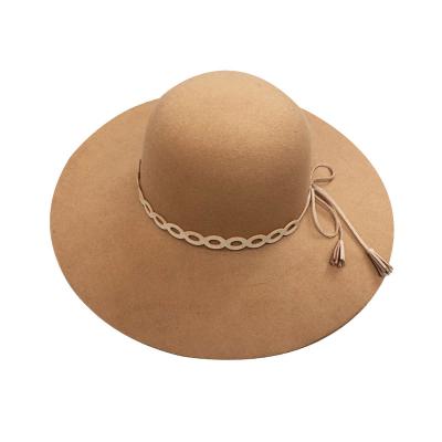 China Cheap Custom Made Female Stylish Tan Large Brim Bowler Winter Hat Eco - Friendly for sale