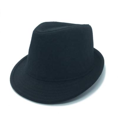 China China Factory Men's Winter Roll Brim Eco-friendly Polyester Felt Fedora Hats Black Wholesale for sale