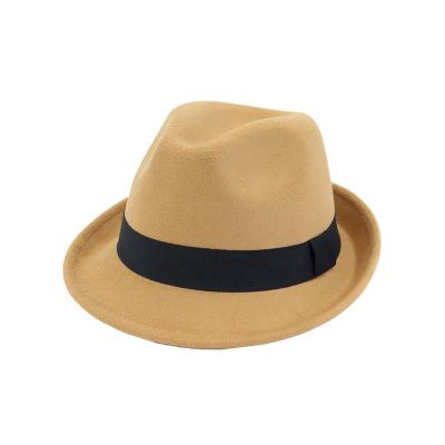 China Eco-Friendly Promotional Unisex Colorful Ribbon Felt Fedora Hat Free Logo for sale