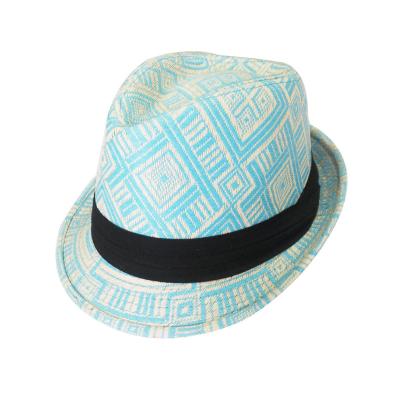 China Men's Eco-friendly Outdoor Travel Summer White Paper Straw Sombreros Blue Felted Hat for sale