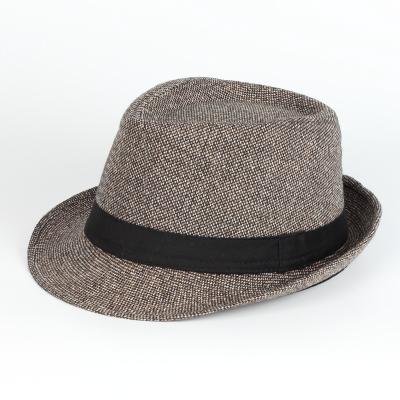 China 2022 Hot Sale Eco-Friendly Popular Logo Gray Vintage Houndstooth Felt Tweed Custom Hat for sale