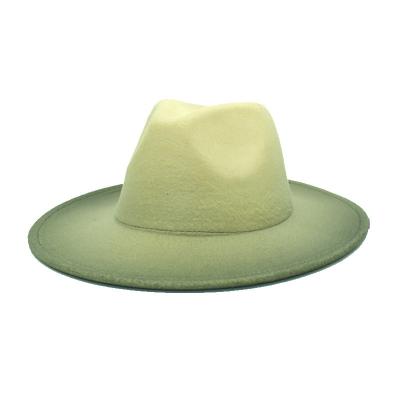 China Eco-Friendly Pink Winter Autumn Felt Wide Flat Brim Fedora Ladies Ombre Fedora Hats For Women for sale