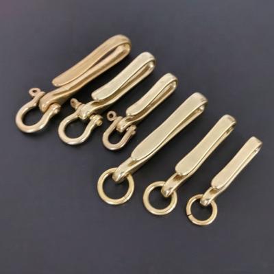 China Metal Solid U Buckle Hook Brass Key Pocket Clip Brass Key Ring Belt Clip Key Hook with Snag Jump Ring for sale