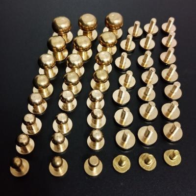 China Wholesale Solid Brass Solid Brass Stud Back Button Screw Sam Browne Factory Chicago Screw Stud Rivets for sale