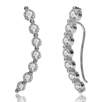 China Popular Stylish Jewelry 925 Sterling Silver With Rhodium Plated Long Cuff Climber Earrings For Girl for sale