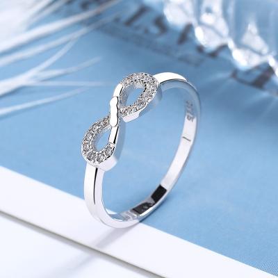 China FASHIONABLE Fine Jewelry 925 Sterling Silver Cubic Zirconia Rhodium Plated Infinity Ring for sale