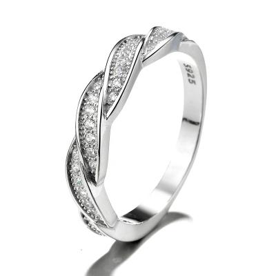 China FASHIONABLE Fine Jewelry 925 Sterling Sliver CZ Twist Ring for sale