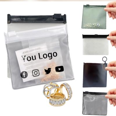 China Small Frosted PVC Jewelry Zipper Bags Custom Printed Transparent Waterproof for sale