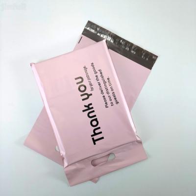 China waterproof matte pink plastic poly envelope mail packaging courier shipping mailer bag with handle for sale