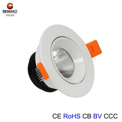 China Embeded 4w Aluminum Round Recessed Mounted Cob Adjustable Led Ceiling Light With 70MM Cut Out for sale