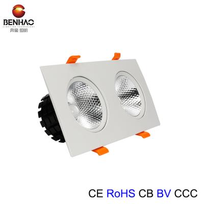 China Embeded 2*7W 2*18W square downlight 2 heads aluminum cob led ceiling light with CE rohs cb bv ccc for sale