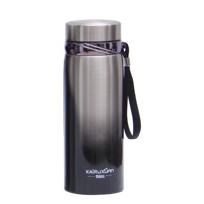 China PORTABLE Double-Layer Creative Flange Flask Vacuum Stainless Steel Gradient Portable Tea Cup for sale