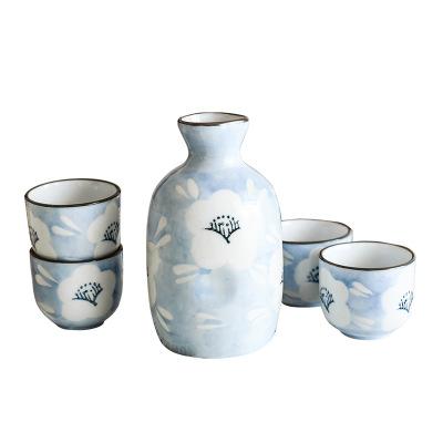 China Viable creative fresh Japanese style household wine small jug with four cups of sake for sale