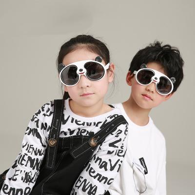 China 2022 New Panda Glass Children's Cartoon Baby Sunglasses TPEE Silicone Polarized Panda Kids Sunglasses for sale