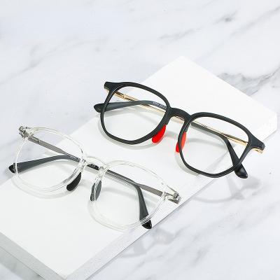 China New box factory elliptical glass frame spring temple silicone nose rest computer mirror TR90 flat myopia men and women for sale