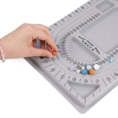 China Craft Tool Jewelery Necklace Storage Box Tray Design Process Tool Accessories Pearl Gray Flocking Dish Beaded Measuring Flocking Dish for sale