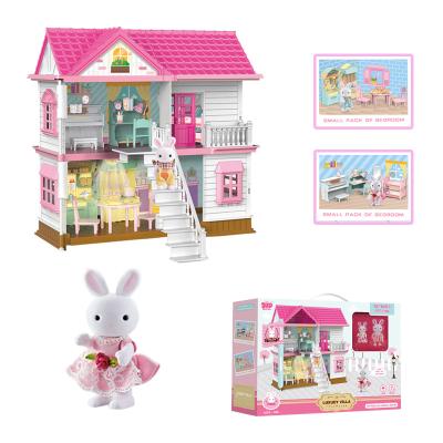 China DIY Furniture Toys Set 2020 Factory Direct Factory Supply Children's Mini Rabbit's Villa Gift Box Girl's Luxury Toy Set Plastic Play House for sale