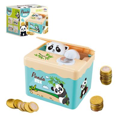 China 2020 hot sale animal panda box/animal piggy bank coin bargain toys plastic piggy bank cartoon cake box for kids gift for sale