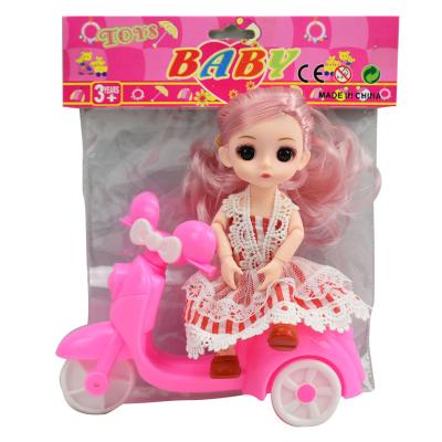 China 2020 Hot Selling Toy 6 Inch Solid Body Cute Joint Battery Operated 6 Small Girl With Motorcycle Silicone Doll Girl Fashion Doll Toys for sale