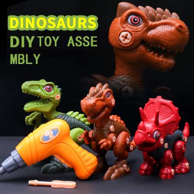 China 2020 hot selling intelligent funny educational toy kids disassemble to dinosaur DIY toys assembly electric dinosaur toys for sale