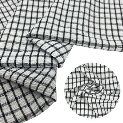 China Many Stock 100% Polyester Woven Fabric Fashion Plaid Crepe Anti-Static Fabric For Dress for sale