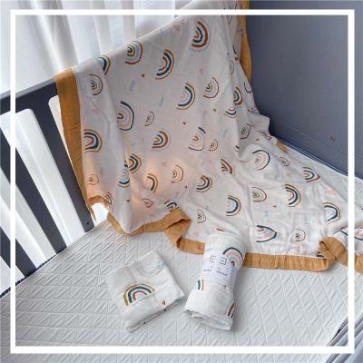 China Hot Selling QUICK DRY Hot Selling Soft Organic Cotton Baby Muslin Wraps 47*47 Inch Size Rainbow Blanket Blanket for sale