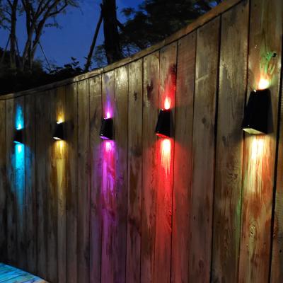 China Polycarbonate Sample Provided 7 Colors Garden Light Outside Modern Home Outdoor Waterproof Led Solar Wall Lamp for sale