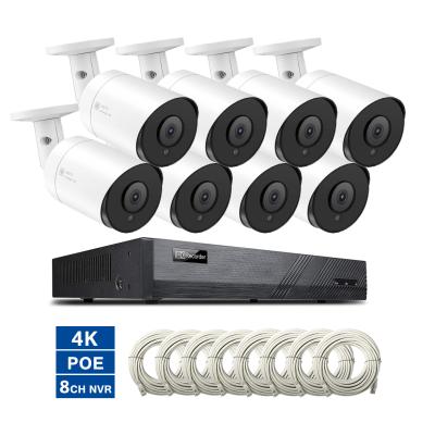 China Motion Detection 8 Channel 4K IP POE Security Camera System Outdoor Human Sync H.265 Bullet 30M IR Night Vision Smart Detection 8CH Playback for sale