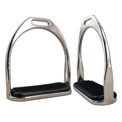 China Nickel plated horse stirrup with with black rubber pedal. Size: 4 3/4