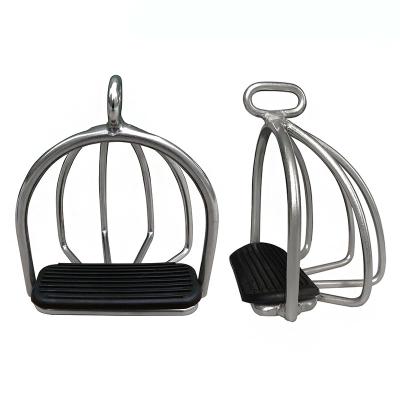 China Stainless steel horse stirrup. With black rubber protection. With protective bar cover. Size: 4 3/4