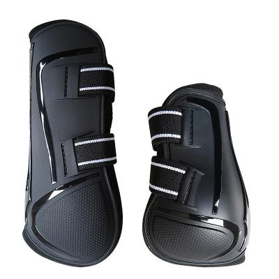 China PU shell with neoprene lining horse tendon boots, horse cannonball boots, PU shell with neoprene lining. Elastic waistband in two colors. 4 pieces per set. for sale