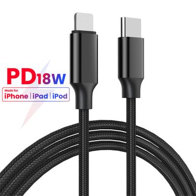 China Mobile Phone 18W USB C to Lightning Palladium Nylon Braided Fast Charging Data Cable 1m/1.5m/2m for Macbook iPhone 12 USB Cord for sale