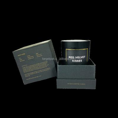 China Recycled Materials Black Card Rigid Fancy Art Scent Candle Paper Box Luxury Rigid Packaging Boxes Custom Made Gift Box With Logo for sale