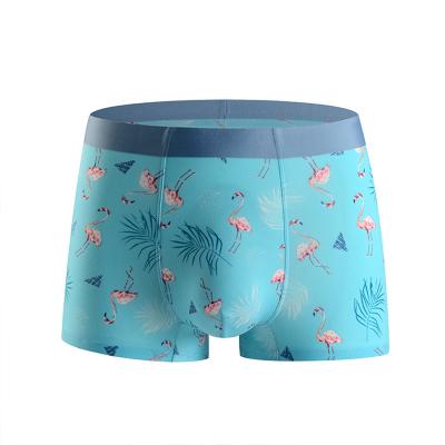 China Antibacterial Elastic Knitted Soft Short Boxers Cotton Spandex Printed Underwear For Men for sale