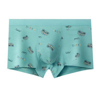 China Summer Antibacterial Cheap Price Men's Personality Printing Ice Silk Boxer Breathable Seamless Underwear for sale