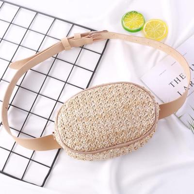 China Wholesale New Straw Woven Fashion Ladies Waist Bags Small Running Straw Belt Bag Beach Summer Bohemia Style Woven Pussy Pack For Women for sale