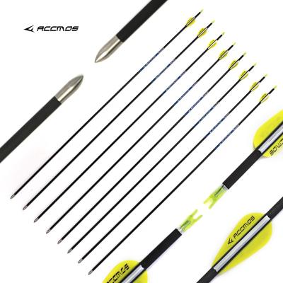 China ID4.2mm pure carbon TIR Spine300-1000 arrow with yellow and white pure carbon arrow shaft archery for sale