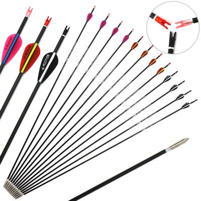 China Hunting ID3.2 Arrow 350-1000 Wholesale Carbon 32inch Good Quality Steel Point Plastic Vanes Indonesia Recurve Archery for sale