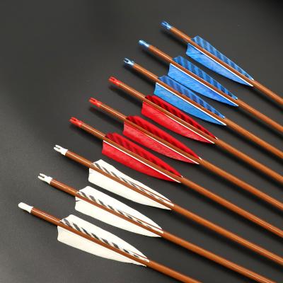 China Hunting Traditional Turkey Feather Arrow Archery Bow For 30