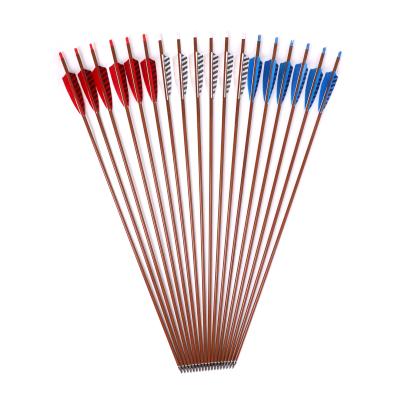 China Hunting Spg Archery 30 Inch Arrows Stainless Steel Point Turkey Feather Bamboo Carbon Fiber Arrows for sale