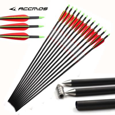 China 32 Inch TIR ID 8 Millimeter Spine 300/350/400/500 Arrowhead 80Grains Length Archery Arrow Carbon Carbon For Indoor Shooting Archery 18m for sale